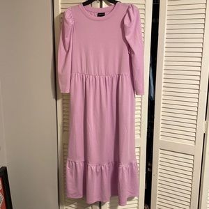 Who What Wear pink Tiered Midi Dress